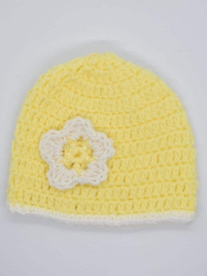 hand crocheted yellow hat