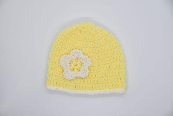 hand crocheted yellow hat